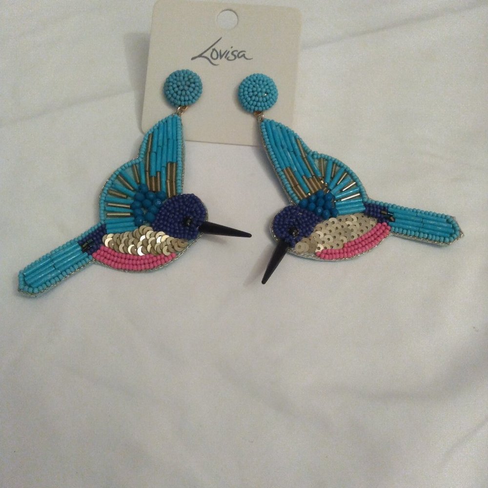 New Lovisa Large Multicolor Beaded Bird Earrings